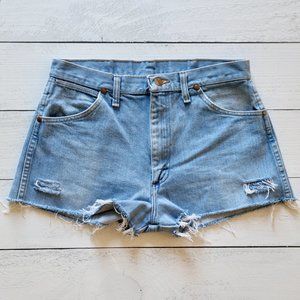 Wrangler Light Blue Distressed Vintage Shorts